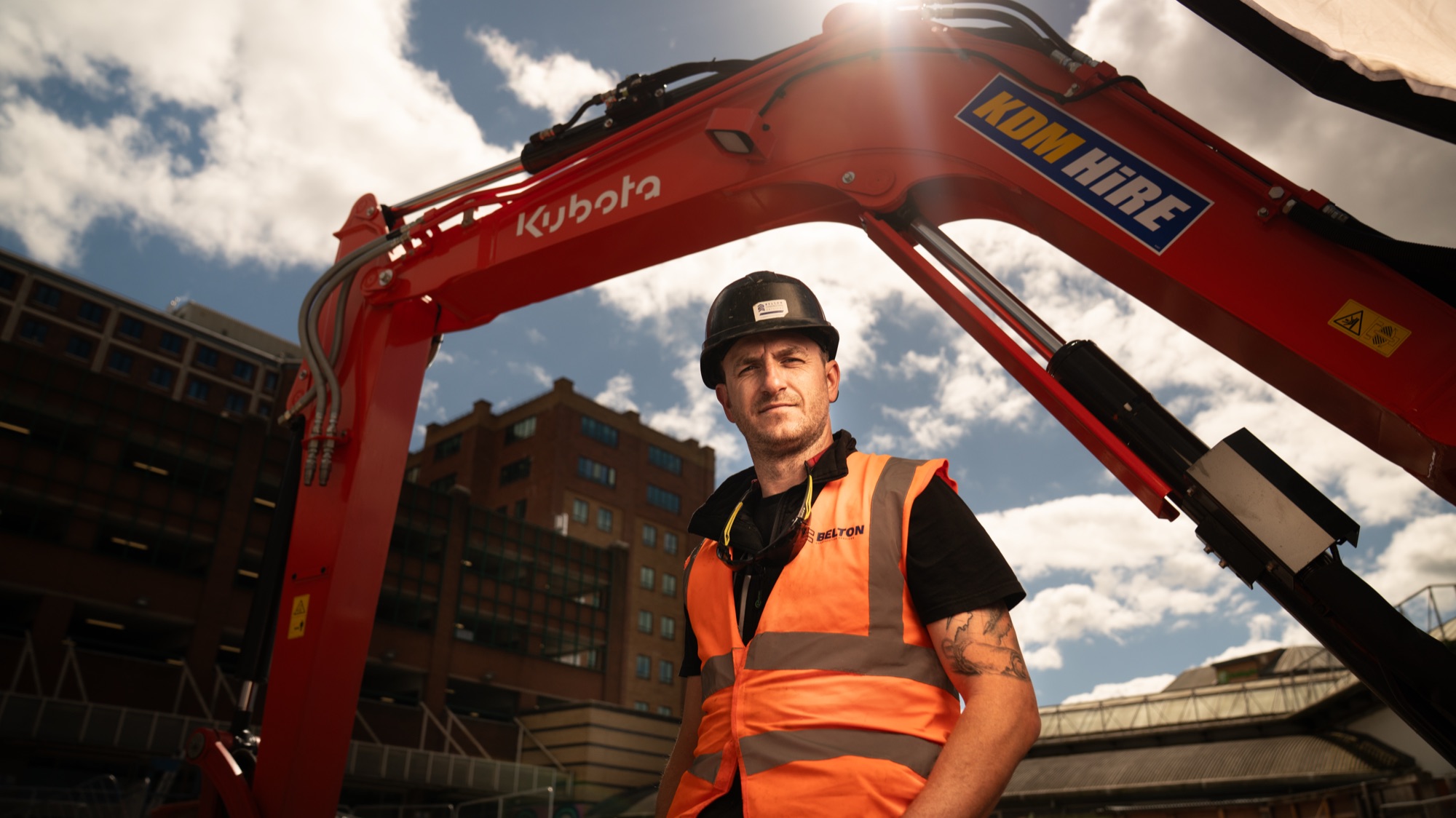 An operative on a live construction site