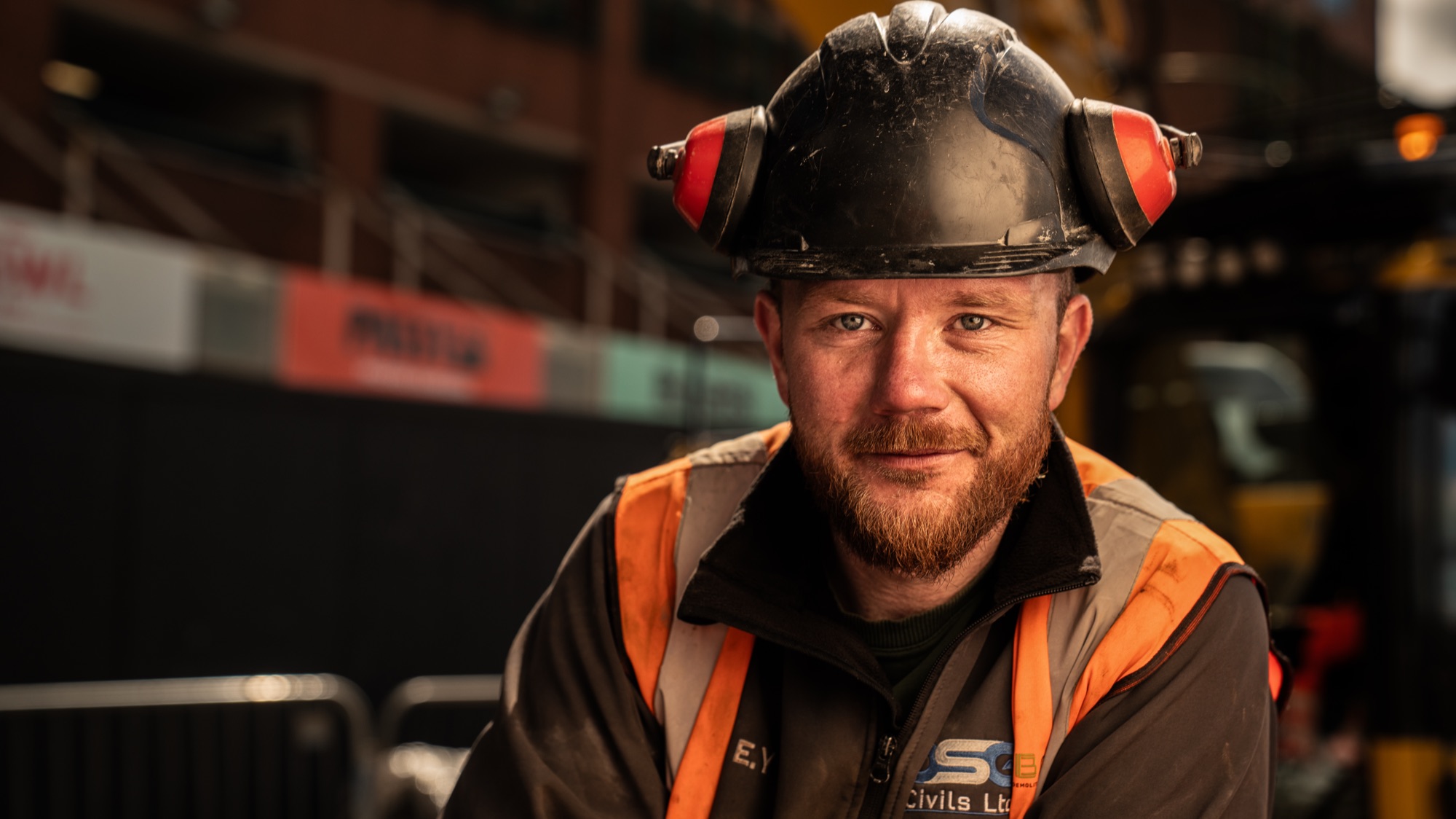 A tradesperson on a live construction site